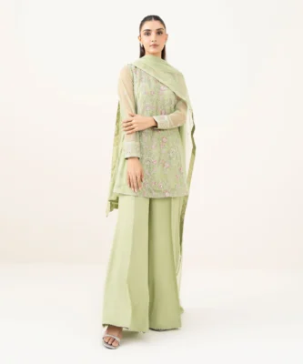 3 PIECE - EMBROIDERED NET SUIT