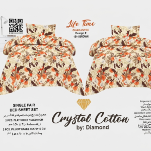 Crystal Cotton 2pcs bed sheet for 2 single beds produce by Diamond